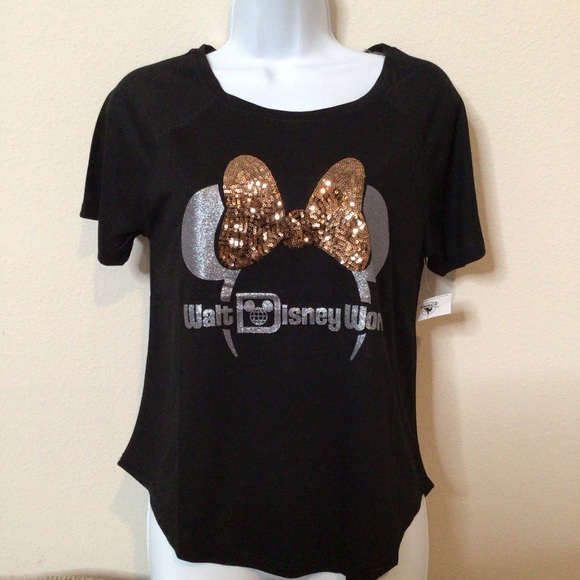 Disney Tops - Disney Parks Minnie Bronze Bow Shirt